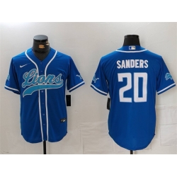 Men Detroit Lions 20 Barry Sanders Blue Cool Base Stitched Baseball Jersey