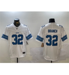 Men Detroit Lions 32 Brian Branch White 2024 F U S E  Vapor Limited Stitched Jersey