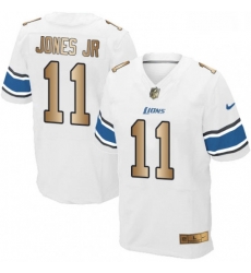 Men Nike Detroit Lions 11 Marvin Jones Jr Elite WhiteGold NFL Jersey