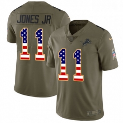 Men Nike Detroit Lions 11 Marvin Jones Jr Limited OliveUSA Flag Salute to Service NFL Jersey