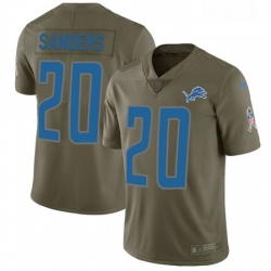 Men Nike Detroit Lions 20 Barry Sanders Limited Olive 2017 Salute to Service NFL Jersey