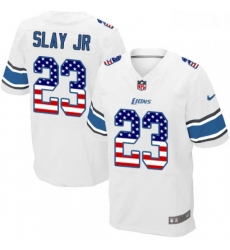 Men Nike Detroit Lions 23 Darius Slay Jr Elite White Road USA Flag Fashion NFL Jersey