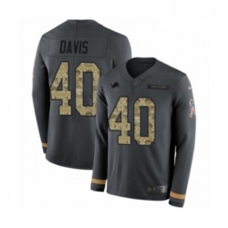 Men Nike Detroit Lions 40 Jarrad Davis Limited Black Salute to Service Therma Long Sleeve NFL Jersey