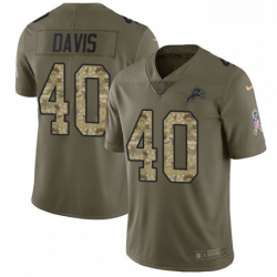 Men Nike Detroit Lions 40 Jarrad Davis Limited OliveCamo Salute to Service NFL Jersey