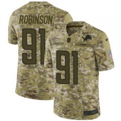 Nike Lions #91 A Shawn Robinson Camo Mens Stitched NFL Limited 2018 Salute To Service Jersey