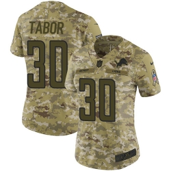 Nike Lions #30 Teez Tabor Camo Women Stitched NFL Limited 2018 Salute to Service Jersey