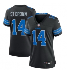 Women Detroit Lions 14 Amon Ra St  Brown Black 2nd Alternate Stitched Jersey