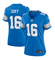 Women Detroit Lions 16 Jared Goff Blue Stitched Jersey