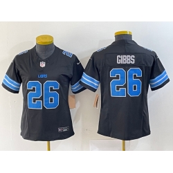 Women Detroit Lions 26 Jahmyr Gibbs Black 2024 F U S E  2nd Alternate Vapor Limited Stitched