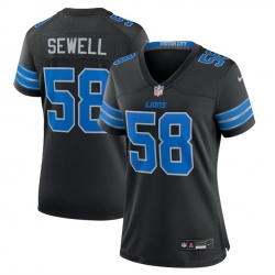 Women Detroit Lions 58 Penei Sewell Black 2nd Alternate Stitched Jersey