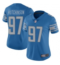 Women Detroit Lions 97 Aidan Hutchinson Blue Vapor Limited Stitched Football Jersey 