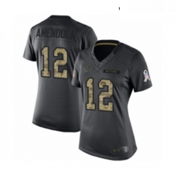 Womens Detroit Lions 12 Danny Amendola Limited Black 2016 Salute to Service Football Jersey