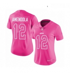 Womens Detroit Lions 12 Danny Amendola Limited Pink Rush Fashion Football Jersey