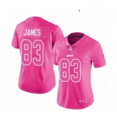 Womens Detroit Lions 83 Jesse James Limited Pink Rush Fashion Football Jersey