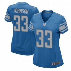 Womens Nike Detroit Lions 33 Kerryon Johnson Game Blue Team Color NFL Jersey