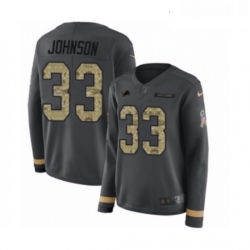 Womens Nike Detroit Lions 33 Kerryon Johnson Limited Black Salute to Service Therma Long Sleeve NFL Jersey