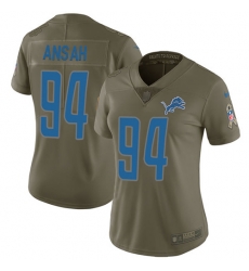 Womens Nike Lions #94 Ziggy Ansah Olive  Stitched NFL Limited 2017 Salute to Service Jersey