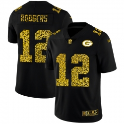 Green Bay Green Bay Green Bay Green Bay Packers 12 Aaron Rodgers Men Nike Leopard Print Fashion Vapor Limited NFL Jersey Black