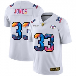 Green Bay Green Bay Green Bay Green Bay Packers 33 Aaron Jones Men White Nike Multi Color 2020 NFL Crucial Catch Limited NFL Jersey