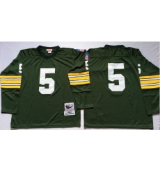 Men Green Bay Green Bay Packers 5 Paul Hornung Green Long Sleeve M&N Throwback Jersey