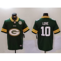 Men Green Bay Packers 10 Jordan Love Green Big Logo With Patch Vapor Limited Stitched Football Jersey