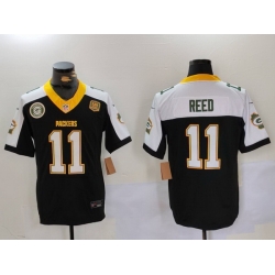 Men Green Bay Packers 11 Jayden Reed Black White 2024 F U S E  Home Patch 13 Time World Champions Vapor Untouchable Limited Stitched Jersey 1