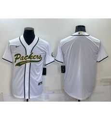 Men Green Bay Packers Blank White Cool Base Stitched Baseball Jersey