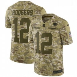 Men Nike Green Bay Packers 12 Aaron Rodgers Limited Camo 2018 Salute to Service NFL Jersey