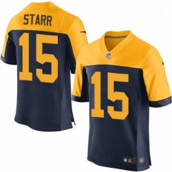 Men Nike Green Bay Packers 15 Bart Starr Elite Navy Blue Alternate NFL Jersey