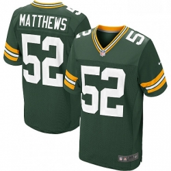 Men Nike Green Bay Packers 52 Clay Matthews Elite Green Team Color NFL Jersey