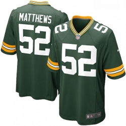 Men Nike Green Bay Packers 52 Clay Matthews Game Green Team Color NFL Jersey