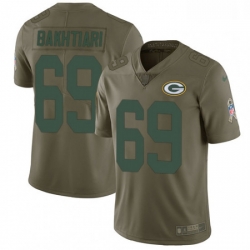 Men Nike Green Bay Packers 69 David Bakhtiari Limited Olive 2017 Salute to Service NFL Jersey