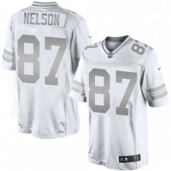 Men Nike Green Bay Packers 87 Jordy Nelson Limited White Platinum NFL Jersey