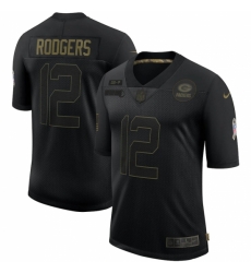 Men's Green Bay Packers #12 Aaron Rodgers Black Nike 2020 Salute To Service Limited Jersey