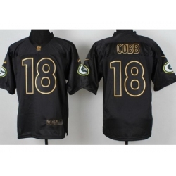 Nike Green Bay Packers 18 Randall Cobb Black Elite 2014 PRO Gold Lettering Fashion NFL Jersey