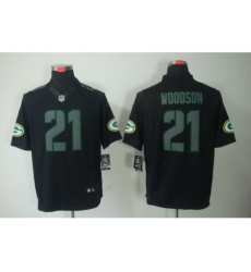 Nike Green Bay Packers 21 Charles Woodson Black Limited Impact Jersey