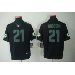 Nike Green Bay Packers 21 Charles Woodson Black Limited Impact Jersey