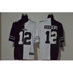 Nike Packers 12 Aaron Rodgers Black And White Split Vapor Untouchable Limited Jersey