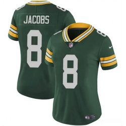 Women Green Bay Packers 8 Josh Jacobs Green Vapor Untouchable Limited Stitched Jersey