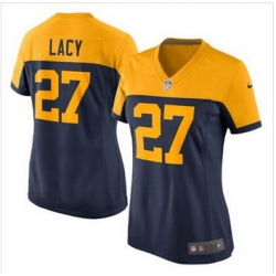 Women New Green Bay Packers #27 Eddie Lacy Navy Blue Alternate Stitched NFL New Elite Jersey