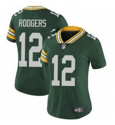 Women Nike Green Bay Packers 12 Aaron Rodgers Green Vapor Limited Jersey