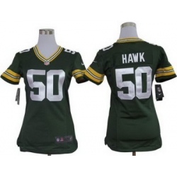 Women Nike Green Bay Packers 50 A.J.Hawk Green Nike NFL Jerseys