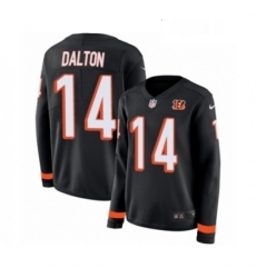 Womens Nike Cincinnati Bengals 14 Andy Dalton Limited Black Therma Long Sleeve NFL Jersey