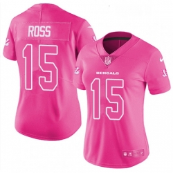 Womens Nike Cincinnati Bengals 15 John Ross Limited Pink Rush Fashion NFL Jersey