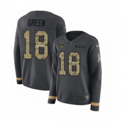 Womens Nike Cincinnati Bengals 18 AJ Green Limited Black Salute to Service Therma Long Sleeve NFL Jersey