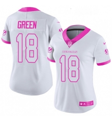 Womens Nike Cincinnati Bengals 18 AJ Green Limited WhitePink Rush Fashion NFL Jersey