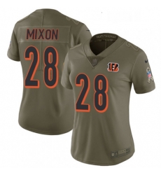 Womens Nike Cincinnati Bengals 28 Joe Mixon Limited Olive 2017 Salute to Service NFL Jersey