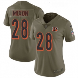 Womens Nike Cincinnati Bengals 28 Joe Mixon Limited Olive 2017 Salute to Service NFL Jersey