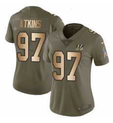 Womens Nike Cincinnati Bengals 97 Geno Atkins Limited OliveGold 2017 Salute to Service NFL Jersey