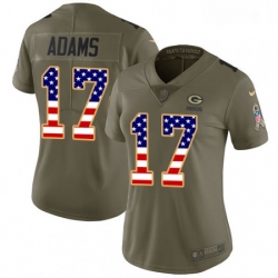 Womens Nike Green Bay Packers 17 Davante Adams Limited OliveUSA Flag 2017 Salute to Service NFL Jersey